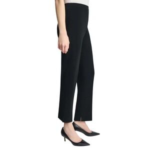 Ming Wang Women Knit Pull On Ankle Pants M Black Straight Leg Travel Career